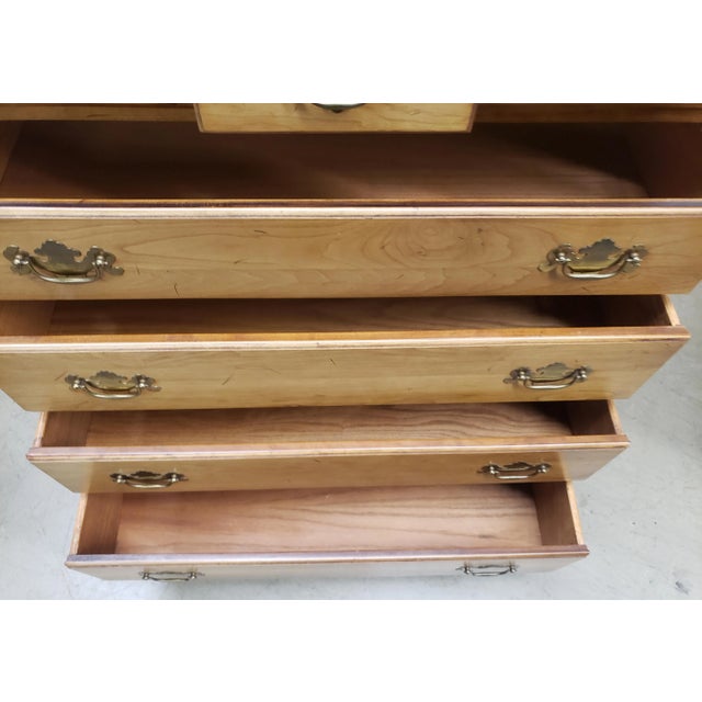 1950s A Mid-Century Refinished Chippendale 9-Drawer Light Wild Cherry Chest of Drawers For Sale - Image 5 of 11