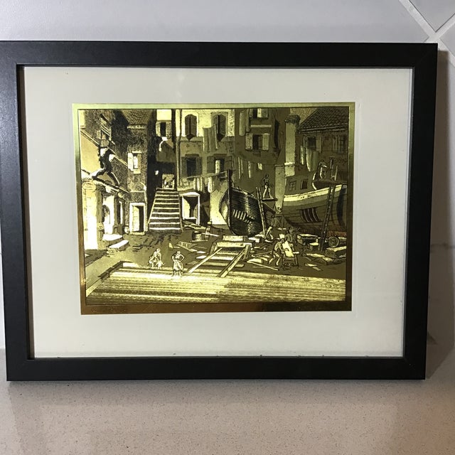 Etchings Gold Foil Lionel Barrymore Gold Foil Nautical Etchings, Framed Set of 6 Chairish