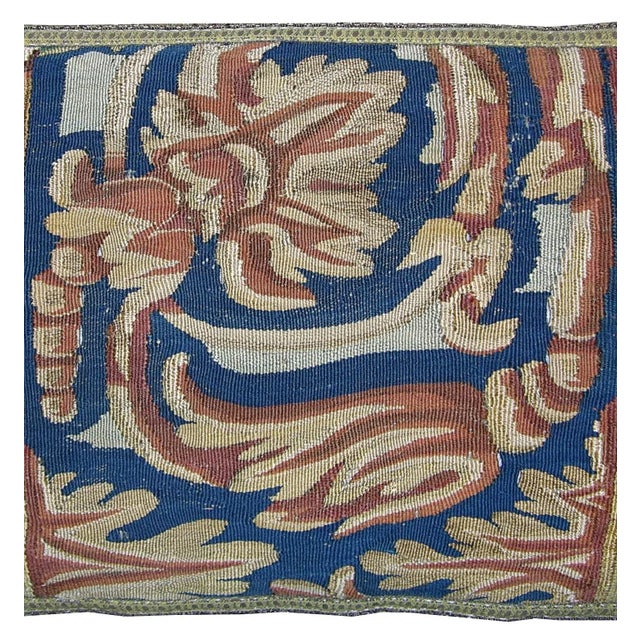 17th Century Antique Brussels Tapestry Pillow For Sale - Image 4 of 6