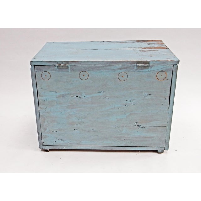 Blue Trunk in Softwood with Cord Handles For Sale - Image 4 of 18