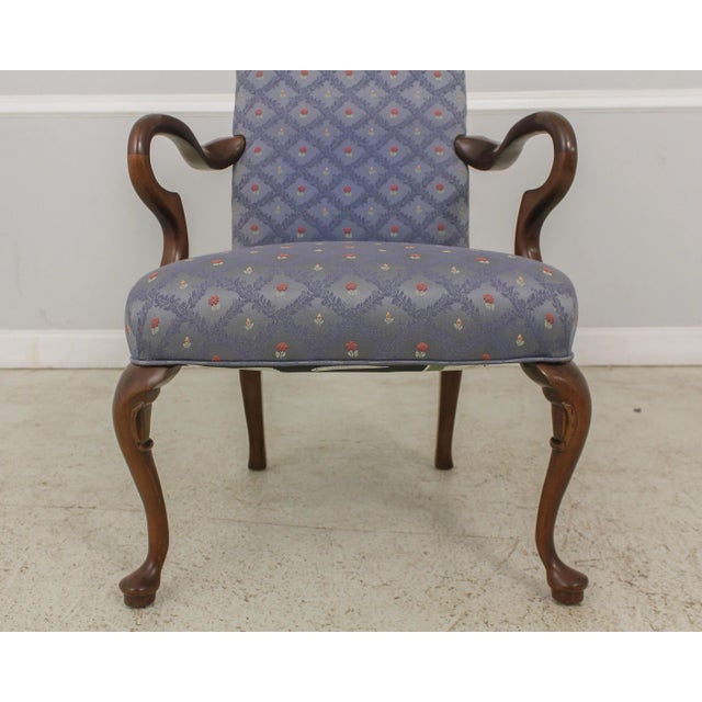 Pair Fairington Queen Anne Cherry Upholstered Open Armchairs For Sale In Philadelphia - Image 6 of 13