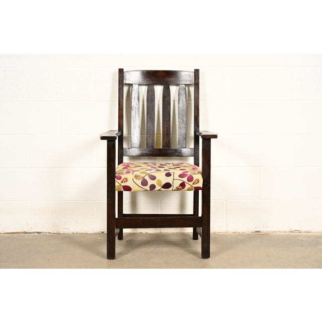 Charles Limbert Limbert Antique Mission Oak Arts & Crafts Armchair, Circa 1910 For Sale - Image 4 of 15