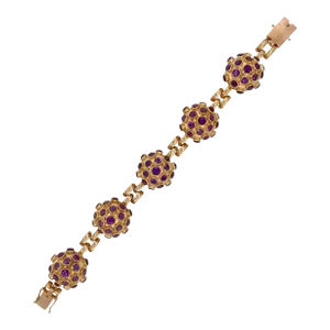 Vintage H Stern Style 18k Gold & Amethyst Sputnik Bracelet