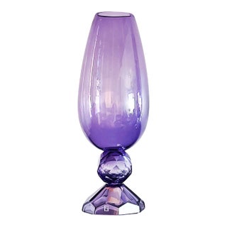 Fendi Casa Hand-Blown Vetri Glass Artístico Murano Vase, Amethyst Faceted Cut For Sale