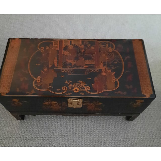 Vintage Chinese Black Laquered Chest . For Sale In Seattle - Image 6 of 7
