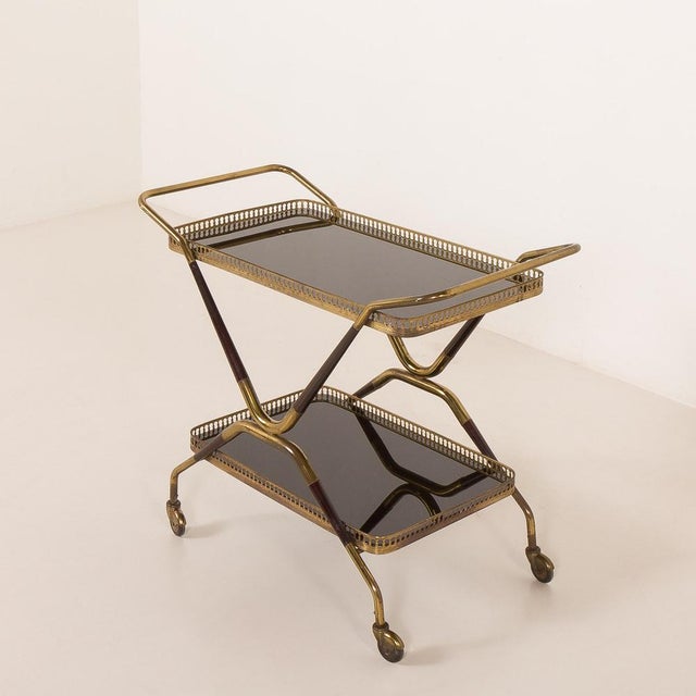 Metal Mid-Century Italian Brass Serving Trolley, 1960s For Sale - Image 7 of 14