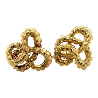 18k Yellow Gold Earrings, A Pair For Sale