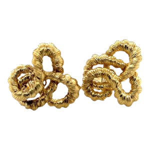 18k Yellow Gold Earrings, A Pair