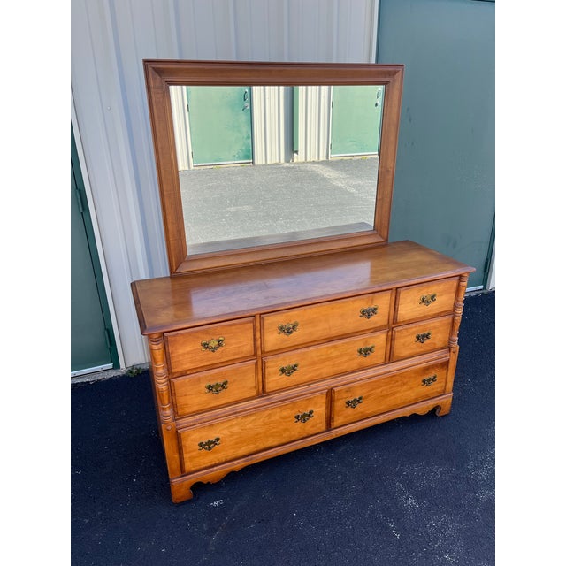 Mid-Century Modern Vintage Ballman Cummings Solid Maple 8-Drawer Dresser With Mirror For Sale - Image 3 of 12