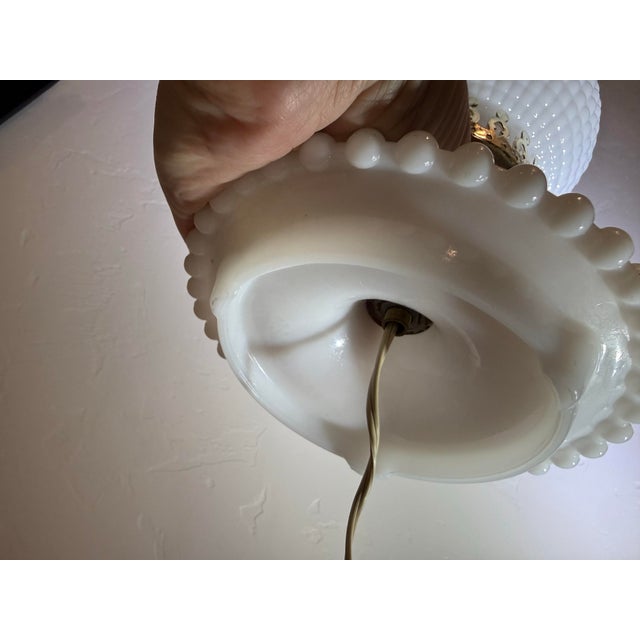 Vintage Hobnail Milk Glass 11" T Lamp Hurricane Electric Parlor Table Boudoir For Sale - Image 11 of 12
