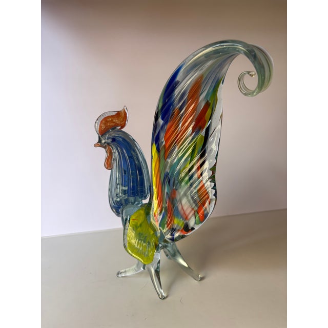 Murano Vintage Murano Hand Blown Glass Rooster Sculpture For Sale - Image 4 of 10
