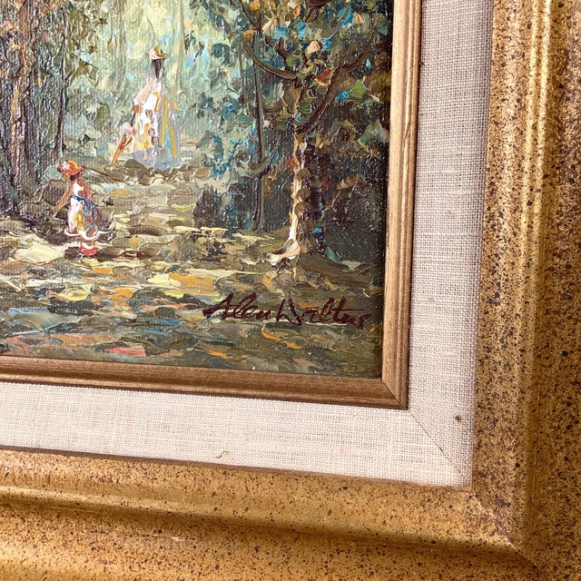 Signed Mid-Century European Impressionist Landscape Oil Painting in Gilt Frame For Sale - Image 10 of 12