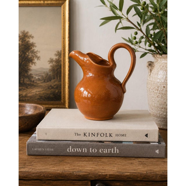 Terra Cotta Vintage 2008 Neolia Cole Signed & Inscribed North Carolina Pottery Pitcher For Sale - Image 8 of 8