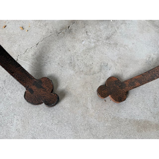 Vintage Hand-Forged Iron French Gothic & Spanish Revival Adjustable Tripod Floor Lamps – A Pair For Sale - Image 12 of 13