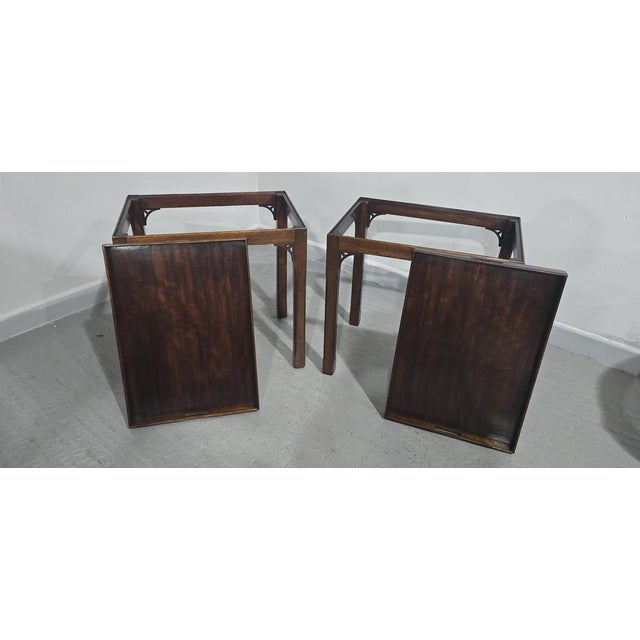 1920s Chippendale Mahogany Lamp Tables, 1920, Set of 2 For Sale - Image 5 of 13