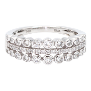 14k (585) White Gold Natural Diamond Ring, Size 5