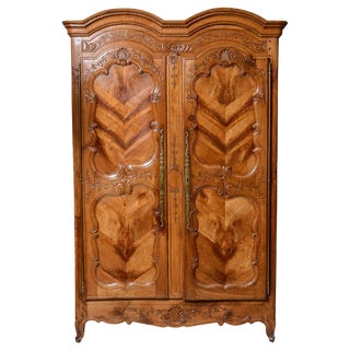 Antique French Cherry Double Dome Armoire For Sale