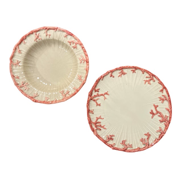 Fitz and Floyd Oceana dinner plates and soup or salad bowls. Four pieces in total; two dinner plates that are 11.5" in...