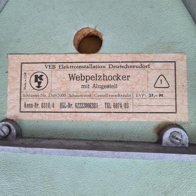 Green Stools from VEB Elektroinstallation Deutschneudorf, East Germany, 1960s-1970s, Set of 2 For Sale - Image 8 of 11