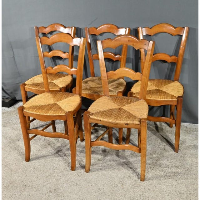 Late 19th Century Louis Philippe Cherry Country Chairs, Set of 5 For Sale - Image 3 of 18