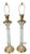 A matching pair of vintage Hollywood Regency-style buffet/table lamps featuring fluted glass columns with clear and...