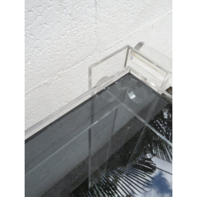 Glass Lucite Two Tier Smoke Glass Top Bar Buffet Server Tea Coffee Cart 6098 For Sale - Image 7 of 18