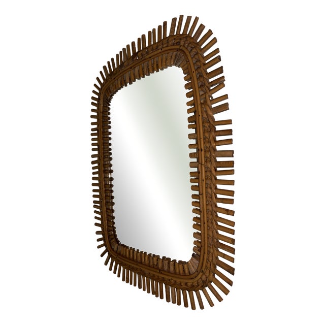 Vintage Mirror in Bamboo, 1960s For Sale