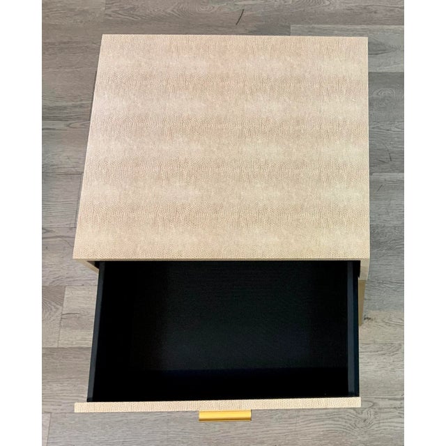 Modern Modern Beige Faux Lizard Side Table For Sale - Image 3 of 5