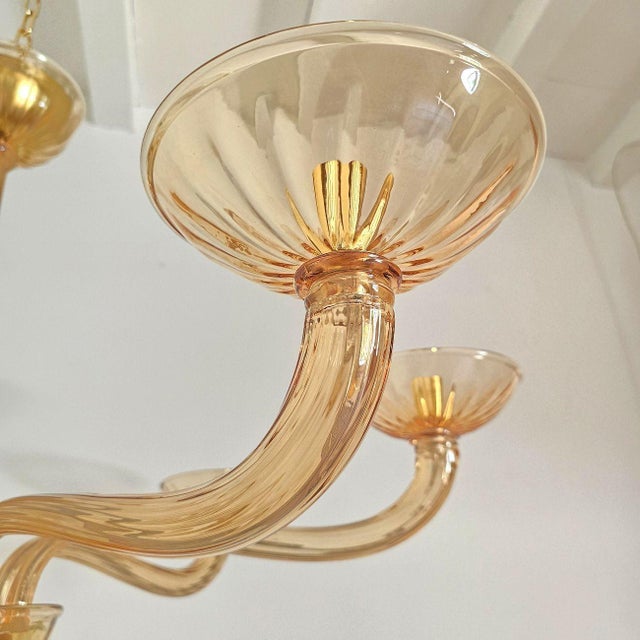 Amber 1980s Amber-Brown Neoclassical Murano Chandelier For Sale - Image 8 of 9