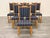 Set of 6 blue striped upholstered dining chairs with carved / figured oak frames. The chairs have a very pleasant and...