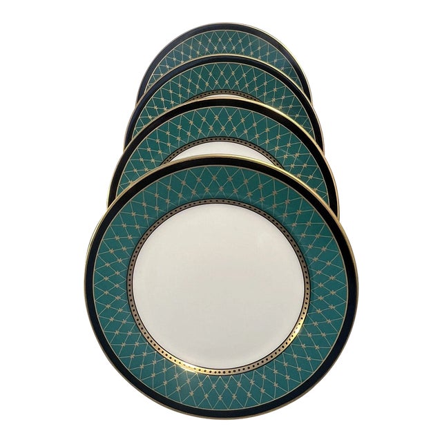 1990s Fitz and Floyd Chaumont Green Bread Plates -Set of 4 For Sale