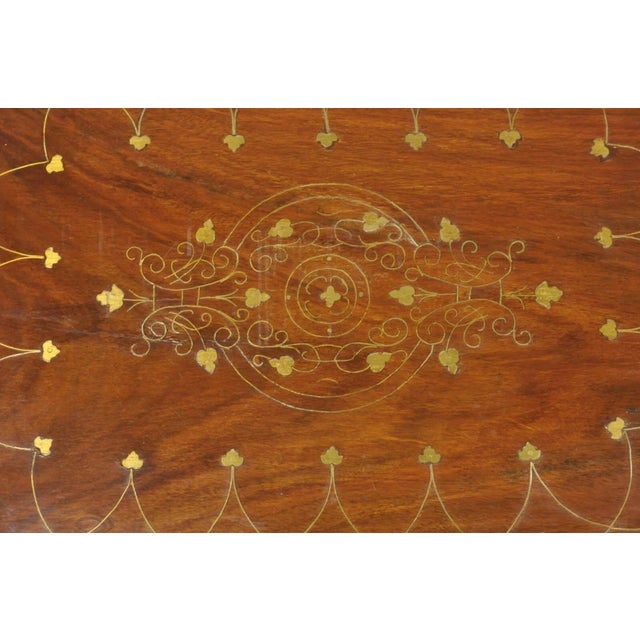 Antique Anglo Indian Brass Marquetry Inlay Nesting Side End Tables - Set of 4 For Sale In Philadelphia - Image 6 of 12