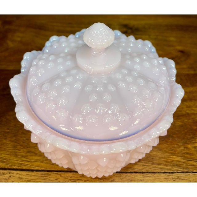 Mid 20th Century Mid 20th Century Mosser Glass Gigi Crown Tuscan Pink Butter Tub With Lid For Sale - Image 5 of 9