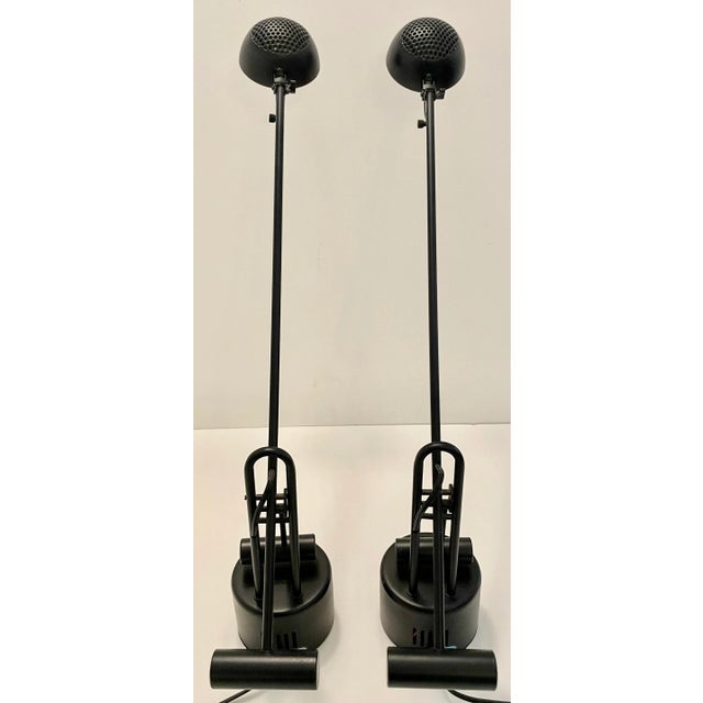 Metal Pair Black Postmodern Table Lamps For Sale - Image 7 of 9