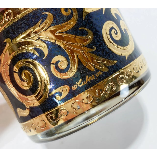 Black Vintage Culver LTD Black and Metallic Gold Lowball Glasses, Set of 5 For Sale - Image 8 of 9