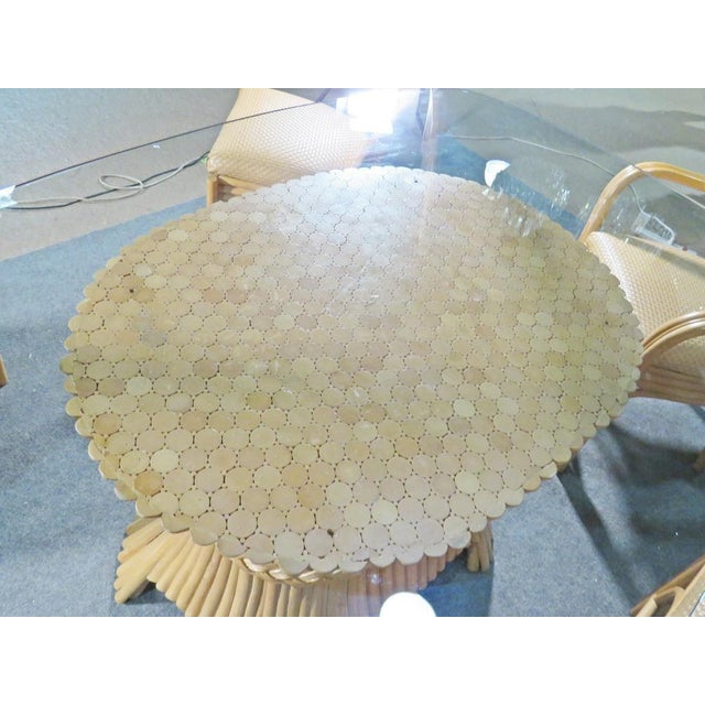 Postmodern Mid 20th Century Sculpted Rattan Dining Table & Chairs - 7 Pieces For Sale - Image 3 of 7