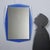 Vintage rectangular mirror with blue glass frame. This piece is attributed to the mentioned designer/maker. It has no...