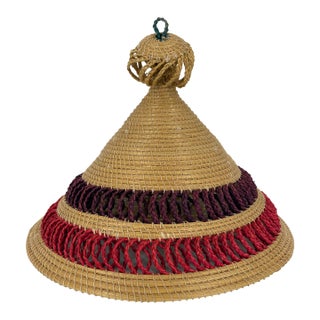 Basotho / Mokorotlo Straw Hat - Pink & Purple For Sale