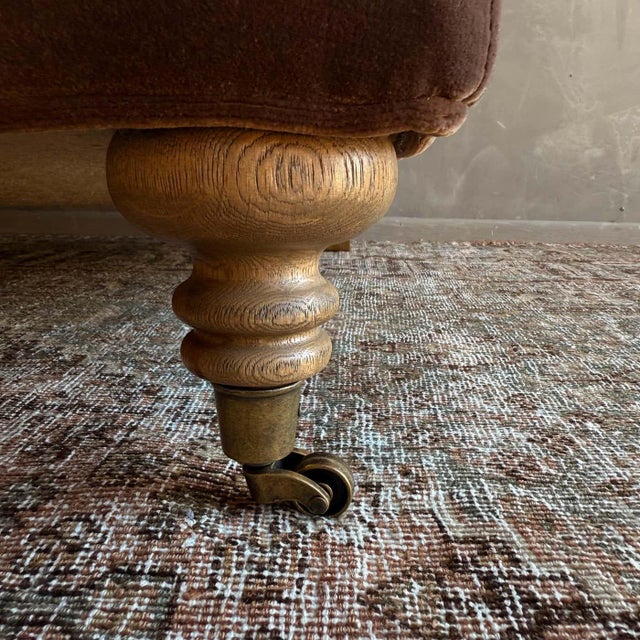 Modern English Sofa in Chestnut Brown in Faux Velvet Mohair With Down Cushion For Sale - Image 11 of 11