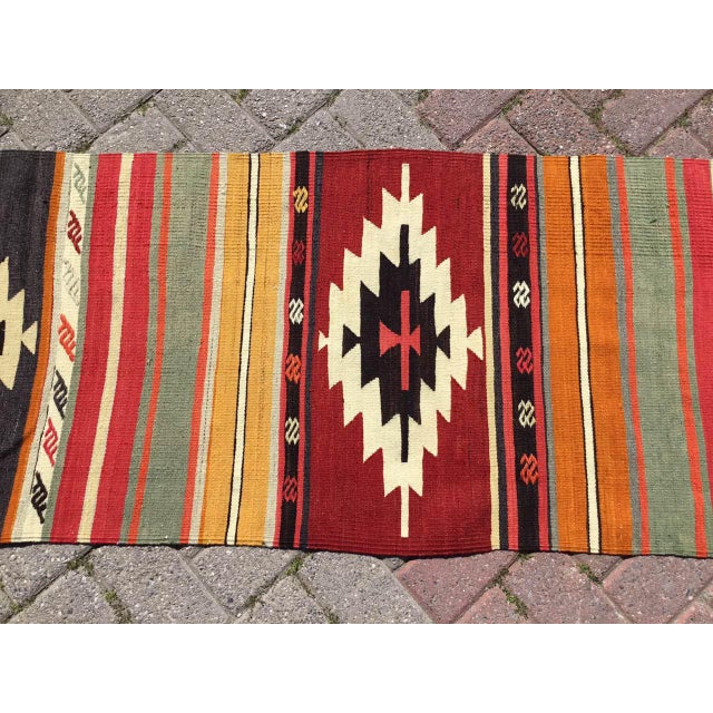 Vintage Hand Woven Aztec Runner Rug Chairish