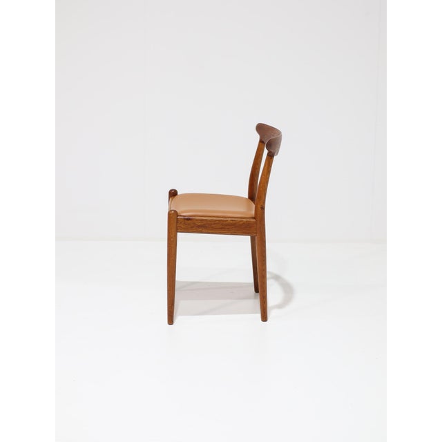 Mid-Century Modern W1 Chair in Oak and Leather by Hans J. Wegner for C.M. Madsen, 1950s For Sale - Image 3 of 13
