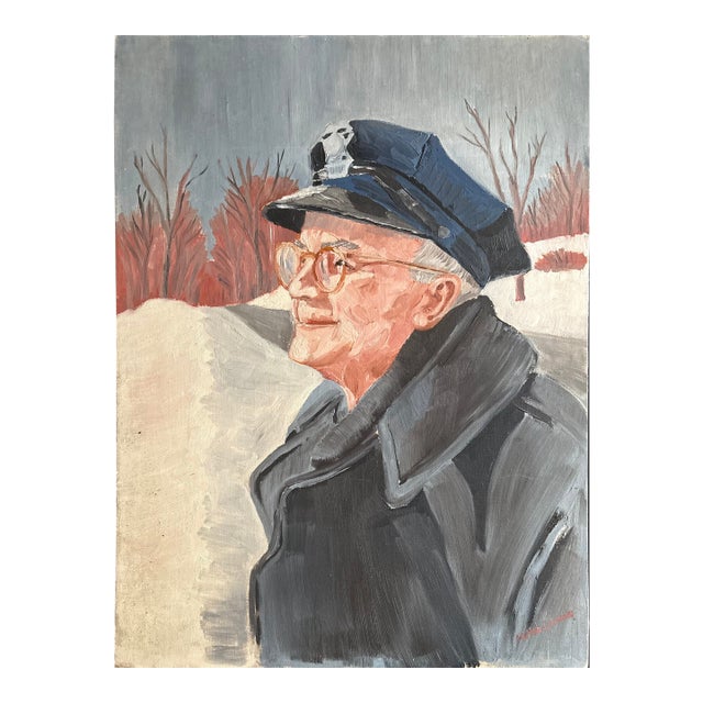 1980s Oil Painting - Portrait by Lester J Clarke (1912-1999) For Sale