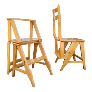 Library Ladder Chairs, 1950s, Set of 2 For Sale