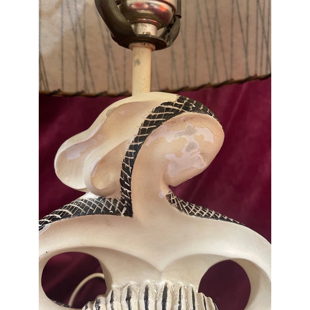 Eggshell 1950s FAIP Lamps Moderne Stylized in the Style of Frederic Weinberg With Original Shades - a Pair For Sale - Image 8 of 12