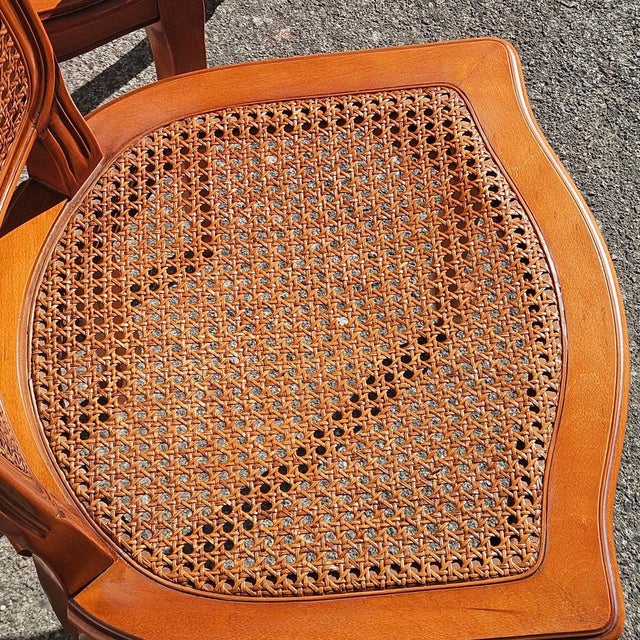 Vintage Louis XV Style Wood and Cane Dining Chairs, 1980s, Set of 4 For Sale - Image 13 of 18