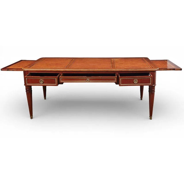 19th C. French Louis XVI Mahogany Bureau Plat For Sale - Image 9 of 12