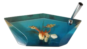 Mid-Century Modern Resin Desk Set with Marine Inclusion, 1960s