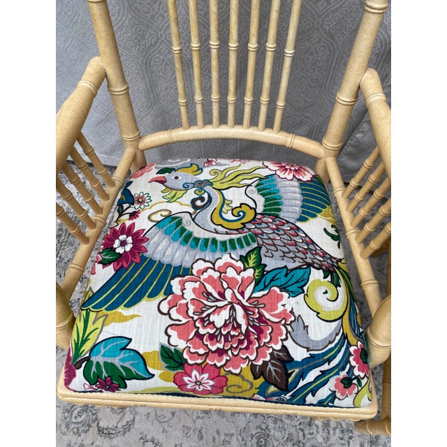Vintage Faux Bamboo Arm Chairs With Birds a Pair Chairish