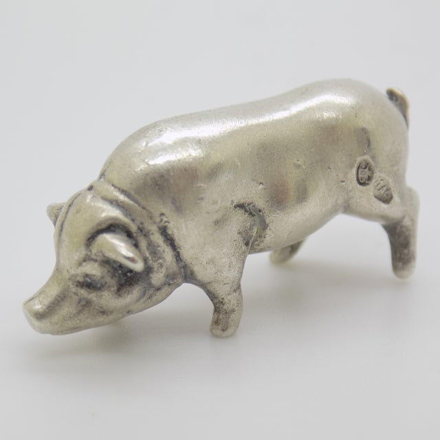 Vintage Italian Handmade Silver 800 Pig Figurine, Arezzo, 1970s For Sale - Image 11 of 11