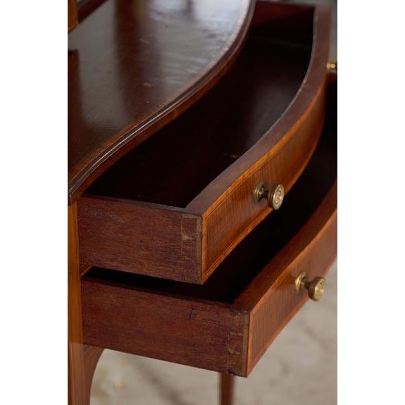 Edwardian Mahogany Inlaid Cabinet on Tapered Legs + Spade Feet (C. 1910) For Sale - Image 4 of 11